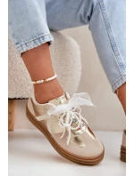 Dámské Tenisky Na Platformě S Ozdobami Béžovo-Zlaté Vinness Dámské Tenisky Na Platformě S Ozdobami Béžovo-Zlaté Vinness