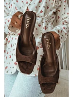 Dámské pantofle na tenkém podpatku Čokoládové Revina