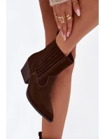 Dámské semišové “kovbojky” na sloupku – čokoládové Dylira