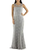 Společenské a plesové šaty krajkové dlouhé luxusní značkové CHARM'S Paris šedé - Šedá / XS - CHARM'S Paris Společenské a plesové šaty krajkové dlouhé luxusní značkové CHARM'S Paris šedé - Šedá / XS - CHARM'S Paris