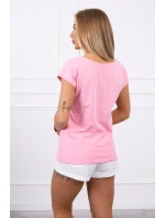 Halenka s potiskem rtů světle růžová Halenka s potiskem rtů světle růžová