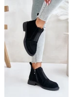 Semišové Nízké Boty Na Plochém Podpatku Zateplené D&A JC42-23 Černé