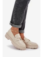 Lakované dámské mokasíny s ozdobnou hračkou medvěd béžové Wulinea