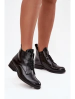 Lakované zateplené dámské boty s ozdobným detailem S.Барски HY52-525 Černé