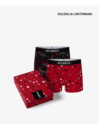 Pánské boxerky Love ATLANTIC 2Pack + dárková krabička - černá, červená Pánské boxerky Love ATLANTIC 2Pack + dárková krabička - černá, červená