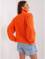 Oranžový oversize svetr s kabely