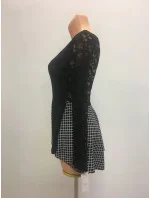 Dámský top - tričko s květinovými rukávy dlouhý rukáv černobílé - Černo-bílá / UNI - OEM Dámský top - tričko s květinovými rukávy dlouhý rukáv černobílé - Černo-bílá / UNI - OEM