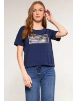 Dámské tričko s ozdobným panelem TSH0083-013 tmavě modrá - Monnari