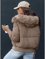 Dámská prošívaná zimní bunda s kožešinou COLDPACK camel FashionStreet TY4427 Dámská prošívaná zimní bunda s kožešinou COLDPACK camel FashionStreet TY4427