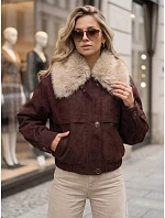 Dámská zimní semišová bunda s kožešinou, vínová, FashionStreet TY5696 Dámská zimní semišová bunda s kožešinou, vínová, FashionStreet TY5696