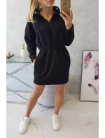 Zateplené šaty s kapucí černé Zateplené šaty s kapucí černé