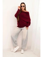 Dámský asymetrický batwing svetr z viskózy švestkový