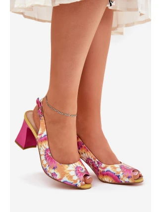 Kožené Vzorované Sandály Dámské Na Podpatku D&A CR51-006 Multikolor Kožené Vzorované Sandály Dámské Na Podpatku D&A CR51-006 Multikolor