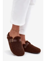 Dámské pantofle s kožešinou typu beránek Hnědé Lorivine