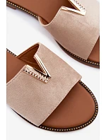 Dámské ploché nazouváky s ozdobným detailem V béžové Nelmira