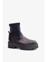 Zazoo 2947 Wsuwane Botki Damskie Ze Skóry Naturalnej Czarne