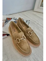 Dámské semišové mokasíny s ozdobou D&A TW117 hnědé