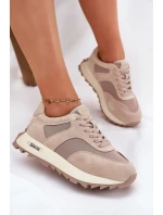 Semišové Sneakersy Na Platformě Dámské Big Star RR274897 HI-POLY SYSTEM Béžové