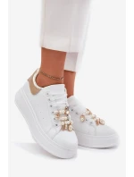 Dámské Tenisky Na Platformě S Připínáky Bílá-Zlatá Ocerdia