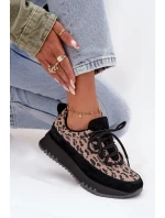 Semišové zateplené dámské tenisky na platformě Vinceza 66836 Panterka Černé