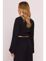 M861 Krátký top s vázáním vpředu - černý M861 Krátký top s vázáním vpředu - černý