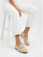 Dámské semišové mokasíny s kovovou přezkou béžové FashionStreet ZY1341