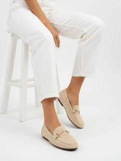 Dámské semišové mokasíny s kovovou přezkou béžové FashionStreet ZY1341