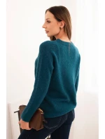 Dámský svetr z baby alpaky s dlouhým rukávem mořský Dámský svetr z baby alpaky s dlouhým rukávem mořský