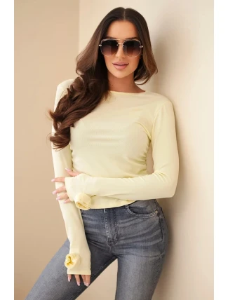 Dámská pruhovaná blůza se sklady po stranách žlutá Dámská pruhovaná blůza se sklady po stranách žlutá