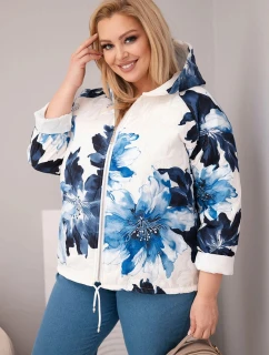 Dámská jarní bunda Plus Size s květinovým vzorem granátová