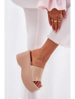 Laky Dámské Pantofle Na Platformě A Klínu Béžové Nellevia