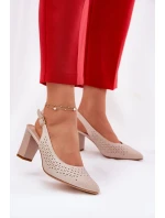 Děrované Sandály S Špičatými Nosy Na Podpatku Béžové Sergio Leone SK163 Děrované Sandály S Špičatými Nosy Na Podpatku Béžové Sergio Leone SK163