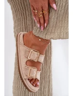 Dámské Sandály S Přezkami A Dekorativním Obšitím Béžové Visley
