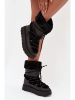 Dámské Sněhule S Kožešinou A Šněrováním Na Platformě Černé Marinna