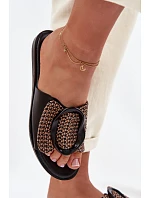 Dámské ploché pantofle s ozdobnou sponou Černé Jamira