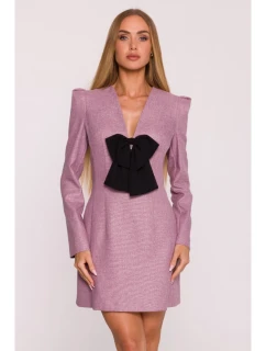 M869 Tweed šaty s výstřihem do V - marsala