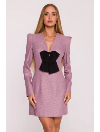 M869 Tweed šaty s výstřihem do V - marsala