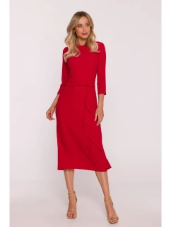 S425 Šaty s volánkem - červené