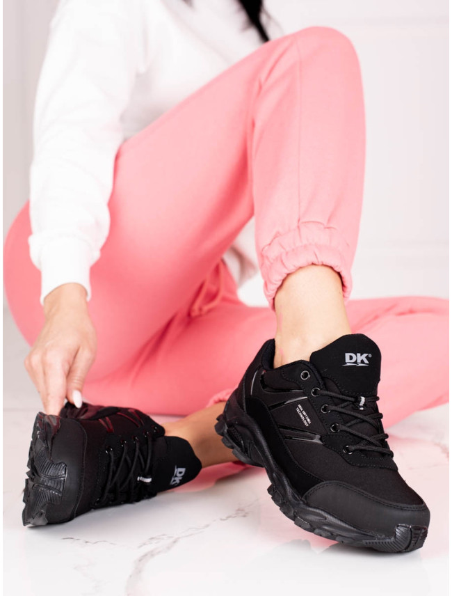 Trendy dámské  trekingové boty černé bez podpatku