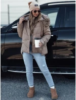 Dámská zimní bunda FIXMIX prošívaná s kapucí tmavě béžová FashionStreet TY4674 Dámská zimní bunda FIXMIX prošívaná s kapucí tmavě béžová FashionStreet TY4674