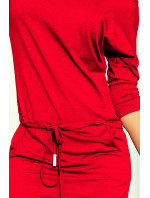 Červené dámské sportovní šaty se zavazováním a kapsami model 7063139
