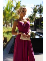 299-19 CHIARA elegantní maxi dlouhé šaty bez ramínek - FUKSY S BROKEREM 299-19 CHIARA elegantní maxi dlouhé šaty bez ramínek - FUKSY S BROKEREM