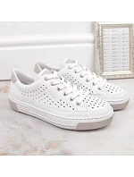 Rieker W RKR642 bílá kožená prolamovaná obuv