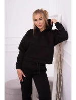 Zateplená souprava s mikinou vázanou ve spodní části černé barvy Zateplená souprava s mikinou vázanou ve spodní části černé barvy