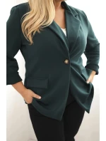 Dámská viskózová sako Plus Size s dlouhým rukávem a límcem mořská