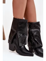Kovbojky s obráceným kotníkem a zdobením zateplené Černé Inessia