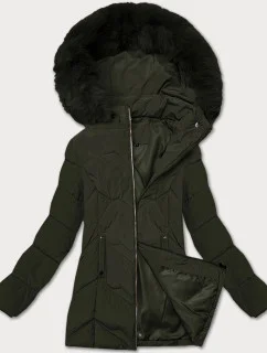 Dámská zimní plus size bunda v khaki barvě s kapucí S'west (B8300-11)