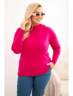 Dámský svetr Plus Size z viskózy s rolákem fuchsie Dámský svetr Plus Size z viskózy s rolákem fuchsie
