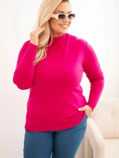 Dámský svetr Plus Size z viskózy s rolákem fuchsie