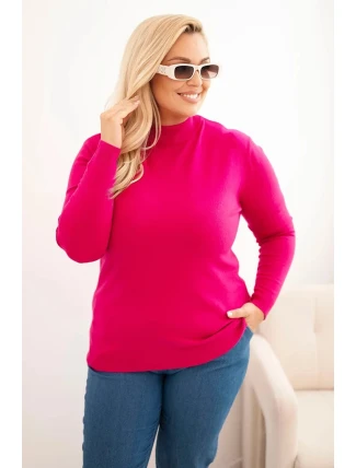 Dámský svetr Plus Size z viskózy s rolákem fuchsie Dámský svetr Plus Size z viskózy s rolákem fuchsie